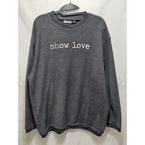 Pennant Sportswear Womens Gray XL Sweater Ribbed Show Love Crewneck Cozy Vibrant